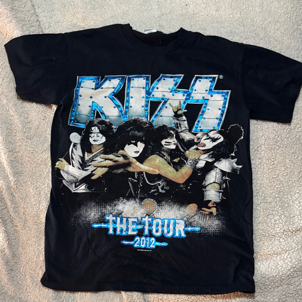 Kiss Black Short-Sleeve Graphic Tee with Blue & White Tour 2012